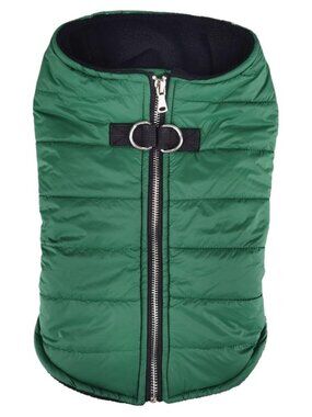 Doggie Design Zip-up Dog Puffer Vest - Dark Green